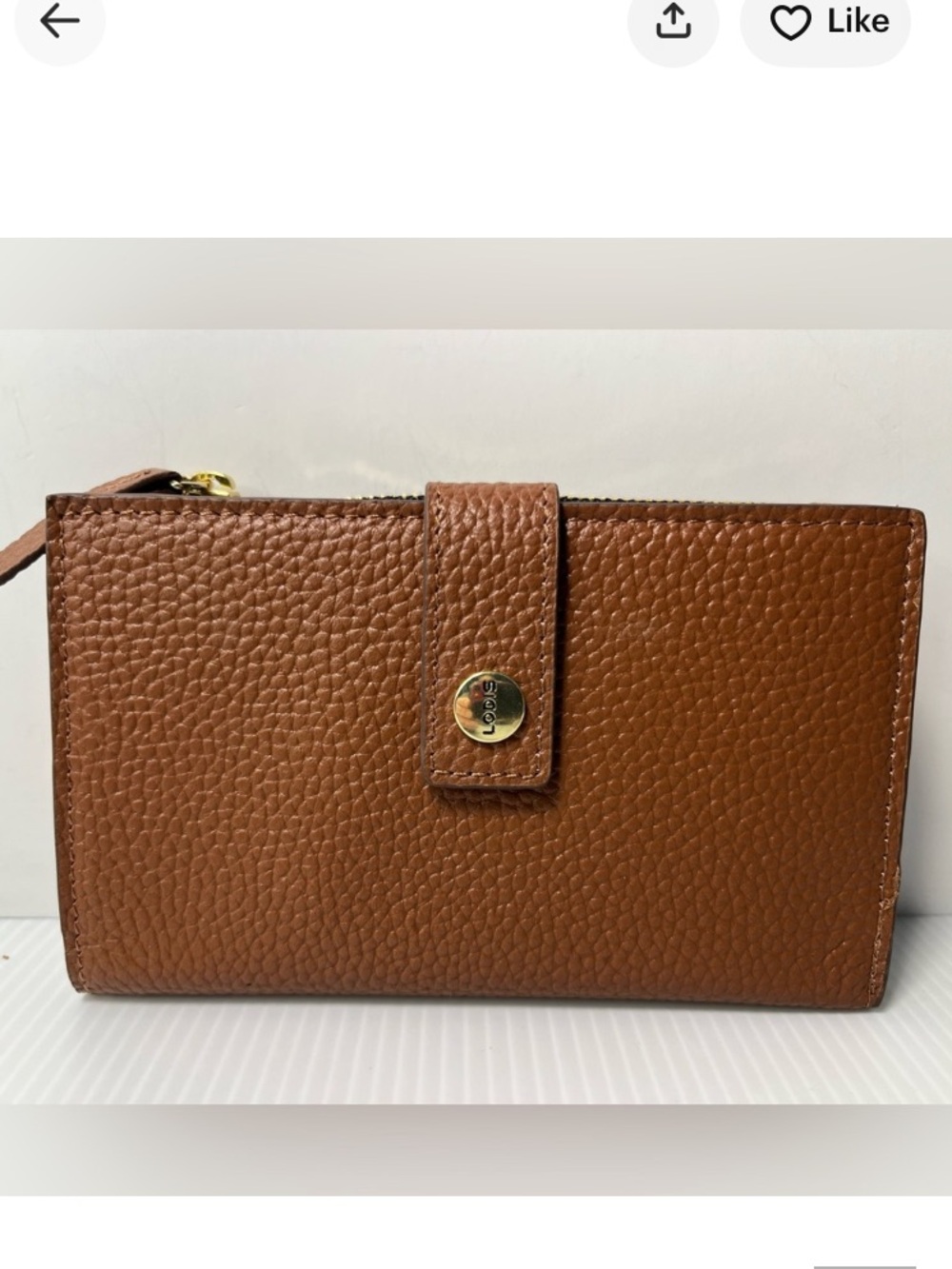 NWT Lodis 1965 wallet crafted from chestnut brown pebbled leather
